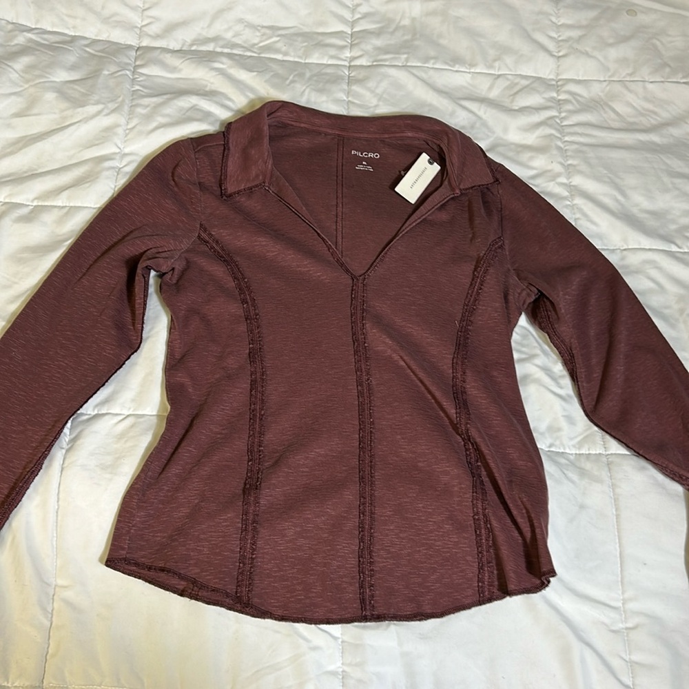 Pilcro. Anthropologie. Cotton knit top. Purple. Size XL. NWT.